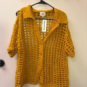 BDG Mustard Yellow Open Knit shirt